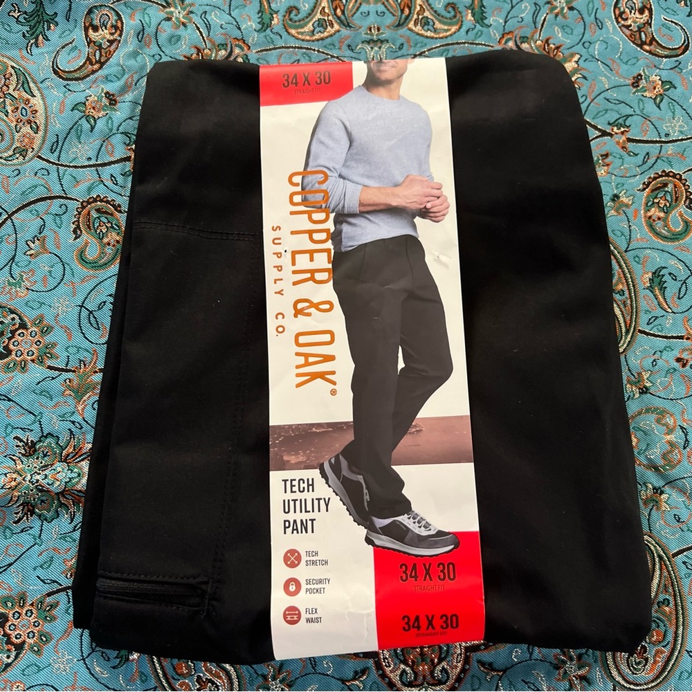 New Copper & Oak Supply Co. Men's Straight Fit Stretch Tech Pant Size 34x30